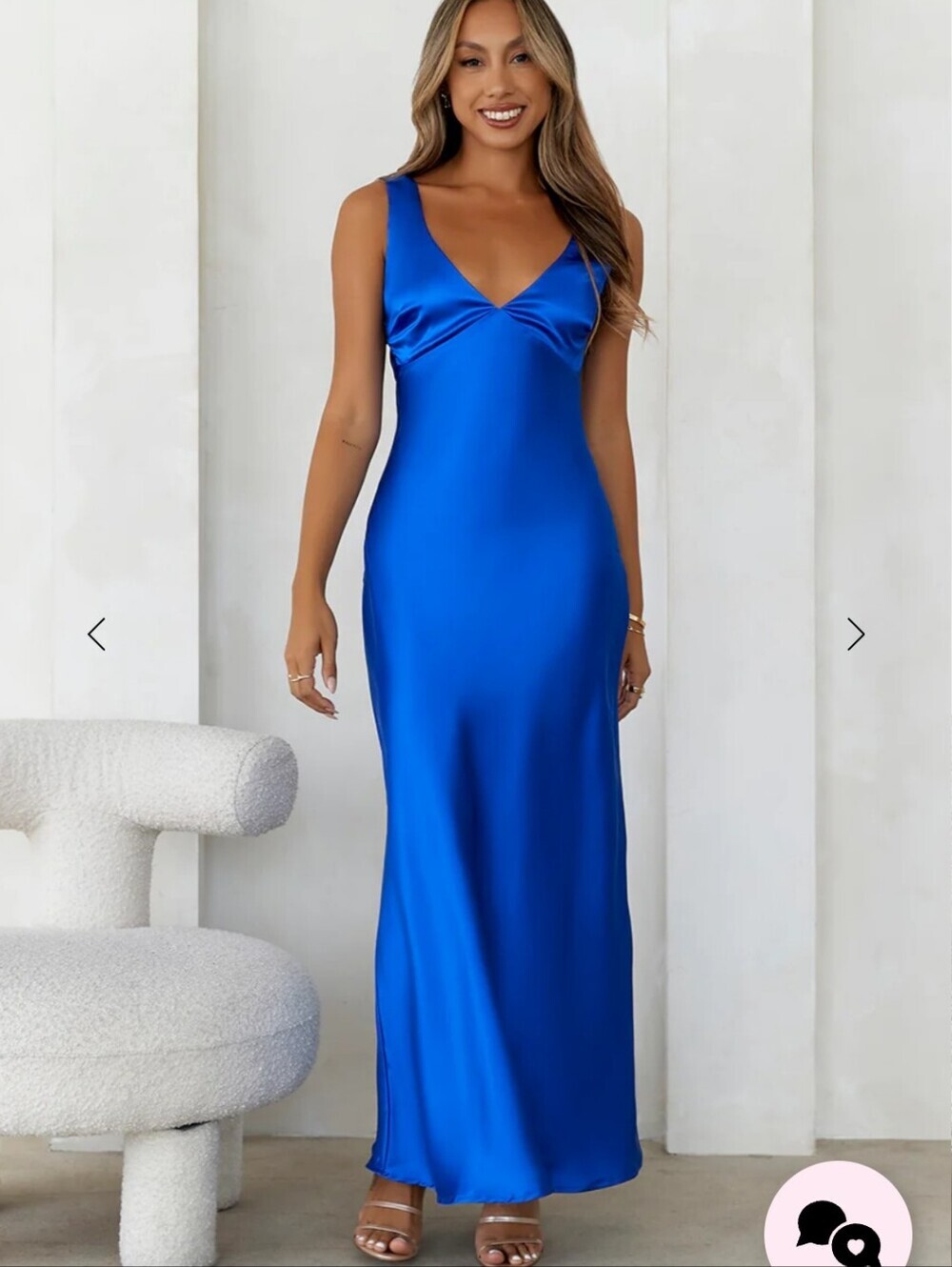 Hello Molly Womens Blue Fields Satin Maxi Dress. Sz 4 Fairy Whimsical Wedding - Picture 2 of 9